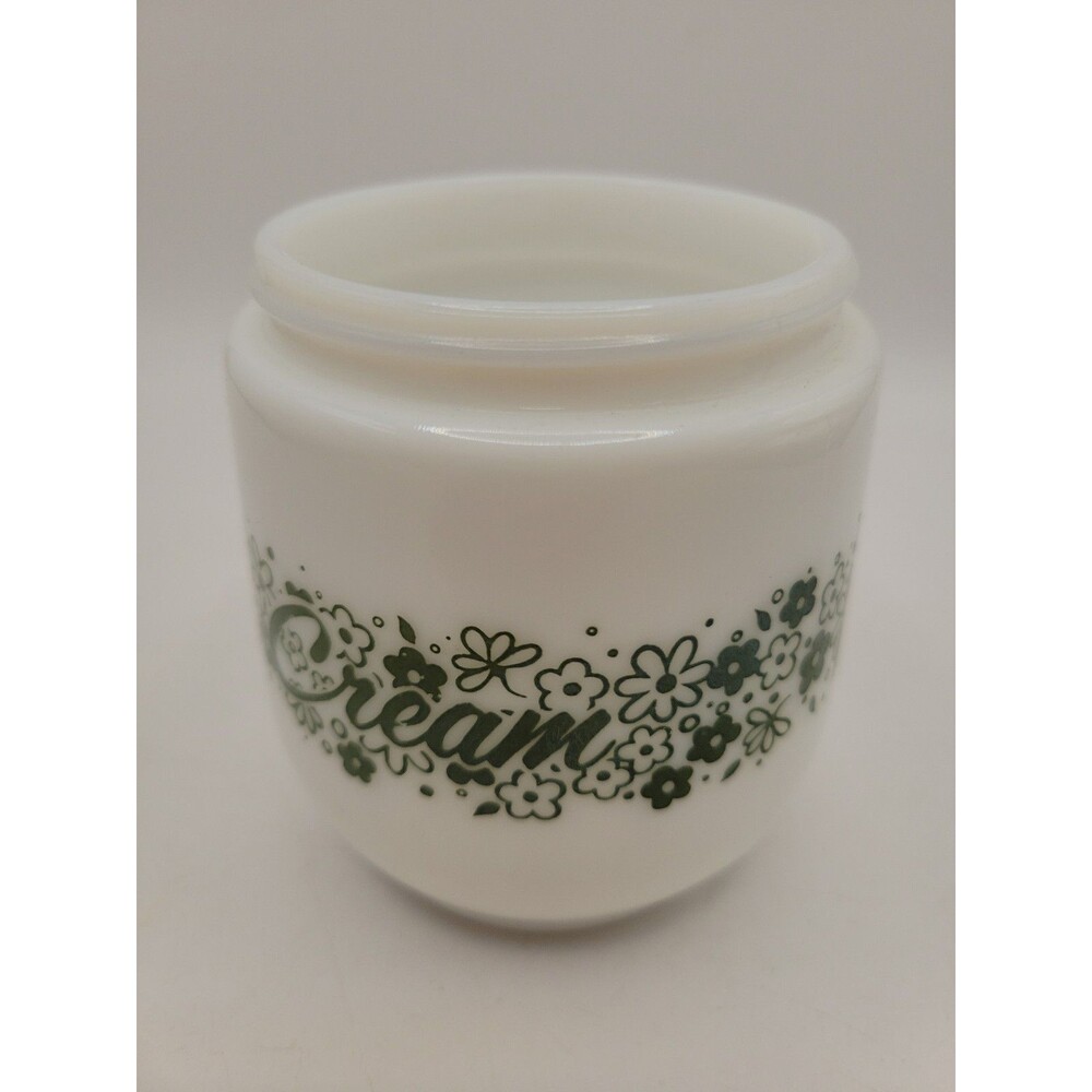 Pyrex Gemco Creamer White & Green No Lid